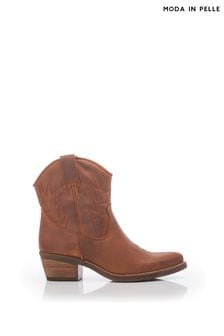 Moda in Pelle Bettsie Ankle Western White Boots (Q75292) | OMR72