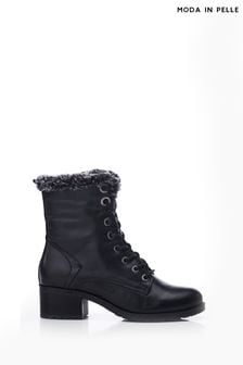 Noir - Moda In Pelle Bottes à lacets doublées de fausse fourrure Alpinne (Q75299) | €187