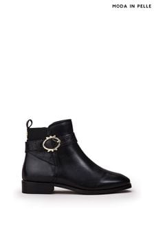 Negru - Ghete și cizme elegantă până la gleznă cu cataramă Moda In Pelle Miya (Q75307) | 830 LEI