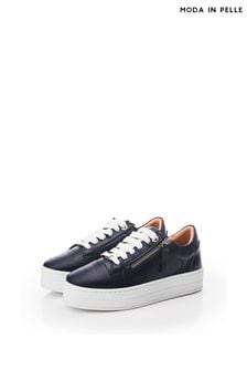 Moda In Pelle Abbiy Chunky Slab Sole Side Zip Lace Up Trainers