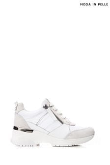 白色 - Moda In Pelle Alican 黑色厚底綁帶楔形運動鞋 (Q75313) | NT$5,090