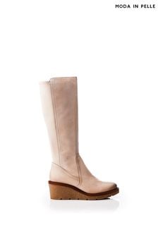 Moda in Pelle Brown Harpette Crepe Wedge Long Side Zip Boots (Q75317) | AED1,220
