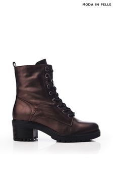 חום - Moda In Pelle Bellzie Lace Up Leather Boots (Q75335) | ‏699 ‏₪