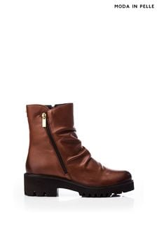 Moda in Pelle Calandra Rouched Front Outside Zip Ankle  Boots (Q75350) | €75