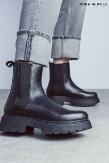 Moda in Pelle Brylie Cleated Chunky Pull On Black Boots (Q75364) | €170