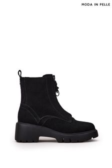 Moda in Pelle Chloee Sock Top Stretch Wedge Ankle Black Boots (Q75365) | €72