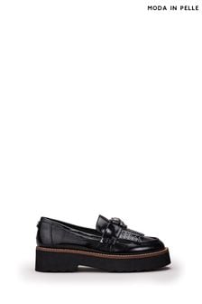 Moda in Pelle Evaleah Chunky Platform Black Shoes With Studded Tassles (Q75372) | €63