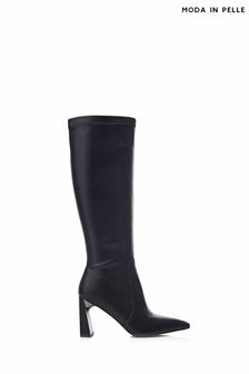 Moda in Pelle Tamika Slim Heel Metal Back Stretch Long Smart Black Boots (Q75408) | €203