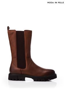 Moda in Pelle Briela Mid Calf Chelsea Ankle Brown Boots (Q75429) | kr1,285