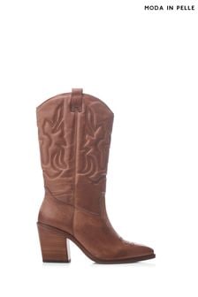 棕色 - Moda In Pelle Leahannie西部风尖头高筒靴 (Q75431) | NT$8,350