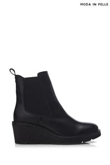黑色 - Moda In Pelle Audyn縐紗坡跟切爾西短靴 (Q75434) | NT$6,490