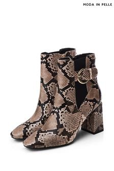 Moda in Pelle Animal print Brown Kailee Square Toe Feature Back Ankle Boots (Q75438) | €116