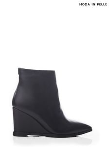 Moda in Pelle Nammie Pointed Toe Wedge Black Ankle Boots (Q75440) | 539 QAR
