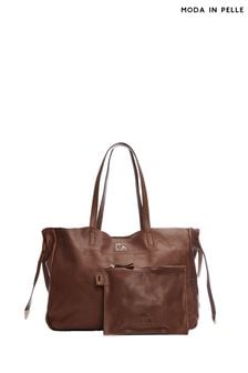 Moda in Pelle Natural Indie Oversized Tote Bag With Pouch