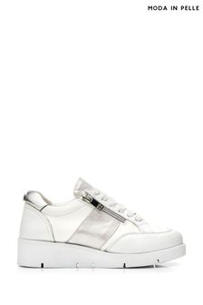 Moda in Pelle Ambienne Wedge White Trainers with Side Zip (Q75446) | ￥19,200