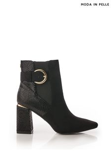 Moda in Pelle Kailee Square Toe Feature Back Ankle Black Boots (Q75464) | $237