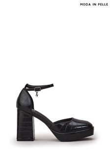 Moda in Pelle Carrlie Platform Heeled Mary Jane Black Shoes