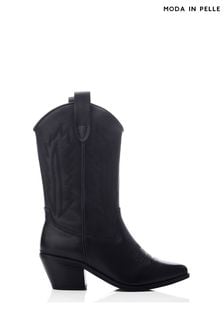 Moda in Pelle Heston Calf Height Western Black Boots (Q75479) | AED993