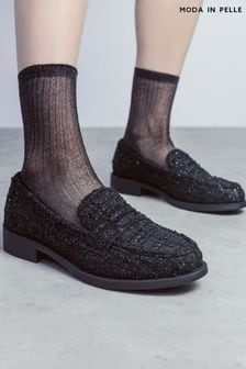Moda in Pelle Danna Heeled Loafers With Saddle Trim (Q75482) | 490 QAR
