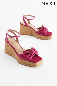 Pink Forever Comfort® Leather Bow Wedges (Q75578) | AED196