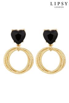 Lipsy Jewellery Gold Tone Heart Diamond Cut Round Heart Earrings (Q75591) | 13 €