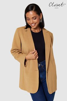 Closet London Brown Oversized Tailored Single Breasted Blazer (Q75657) | €41