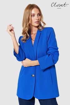 Blau - Closet London Eleganter, einreihiger Blazer in Übergröße (Q75659) | 101 €