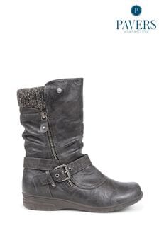 Pavers Grey Slouch Calf Boots (Q75662) | OMR25
