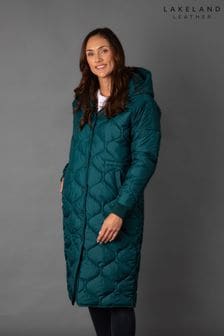 Lakeland Leather Green Melodie Longline Quilted Coat (Q75777) | ₪ 427