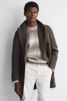 Oscar Jacobson Double Breasted Wool Herringbone Coat (Q75826) | ‏5,024 ‏₪