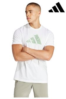 adidas White AEROREADY Tennis Logo Slam Graphic T-Shirt (Q75842) | $51