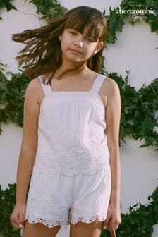 Abercrombie & Fitch Square Neck Broderie Cut Out Detail Cami White Top (Q75880) | SGD 56