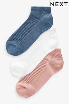 Pink/Navy/White Pellerine Trainers Socks 3 Pack (Q76165) | kr150