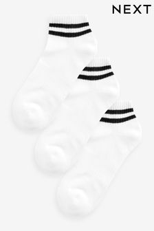 White Stripe Cushion Sole Trainers Socks 3 Pack With Arch Support (Q76173) | $16