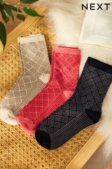 Червоний/Чорний/Нейтральний - Шкарпетки до щиколотки з візерунком серця 3 шт. (Q76181) | 336 ₴