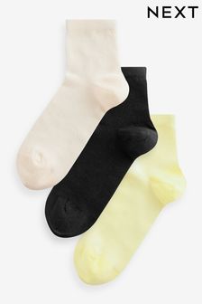 Jaune/noir/écru - Lot de 3 paires de chaussettes courtes en maille respirante (Q76190) | €7