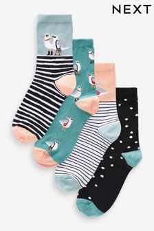 Birds With Handbags Pattern Ankle Socks 4 Pack (Q76191) | $13