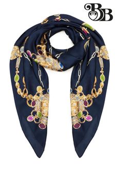Bibi Bijoux „Heavenly” Großer, quadratischer Schal, Marineblau (Q76225) | 18 €