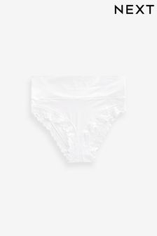 White High Rise High Leg Ultimate Comfort Brushed Lace Trim Knickers (Q76235) | €17