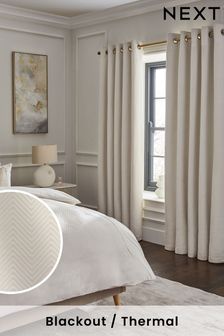 Natural Madison Velvet Blackout/Thermal Eyelet Curtains (Q76324) | AED331 - AED771