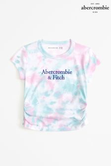 Abercrombie & Fitch Baby Tie Dye Logo Cropped White T-Shirt