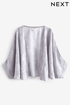 Grey Sheer Embroidered Kimono (Q76524) | SGD 45