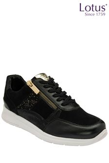 Lotus Black Leather Casual Zip-Up Trainers (Q76576) | OMR36