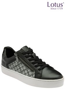 Lotus Black Chrome Leather Casual Zip-Up Trainers (Q76584) | €89