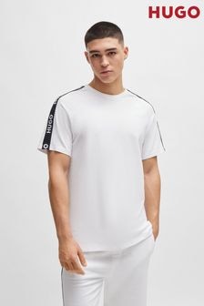 HUGO White HUGO Logo Tape Relaxed Fit Stretch Cotton T-Shirt (Q76683) | $101