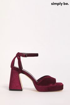 Simply Be Red Regular/Wide Fit Platform Flared Heel Sandals (Q76698) | LEI 209