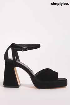 Simply Be Black Regular/Wide Fit Platform Flared Heel Sandals (Q76704) | €20