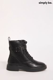 Simply Be Black Regular/Wide Fit Classic Lace-Up Ankle Boots (Q76726) | €62