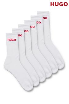 HUGO Six-Pack of Quarter-Length White Socks With Logo Detail (Q76761) | OMR18