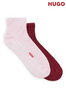 Hugo Pink Of Quarter-length Socks 2 Pack With Logo Details (Q76776) | د.ك 7